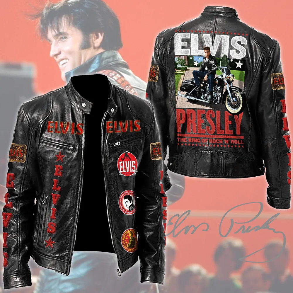 LIMITED EDITION - NEW CUSTOMIZED ELVIS PRESLEY MOTORCYCLE LEATHER JACKET