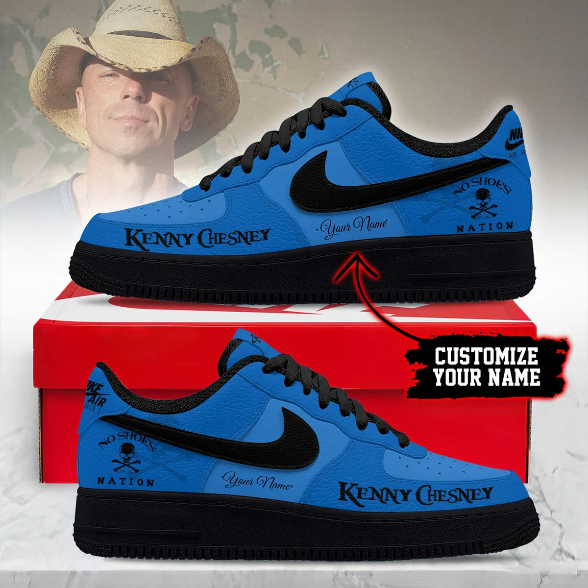 LIMITED EDITION - NEW CUSTOMIZED KENNY CHESNEY AF1 SHOES