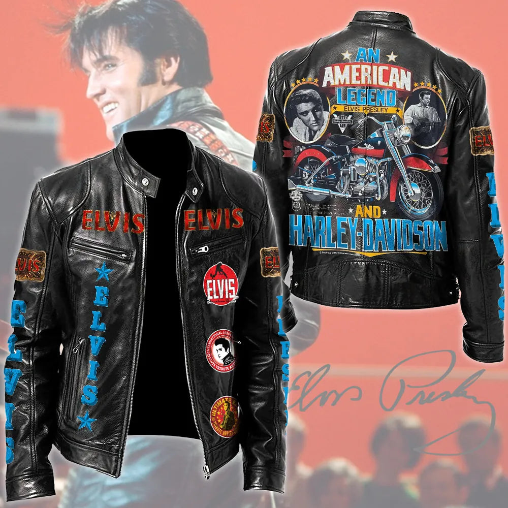LIMITED EDITION - NEW CUSTOMIZED ELVIS PRESLEY MOTORCYCLE LEATHER JACKET