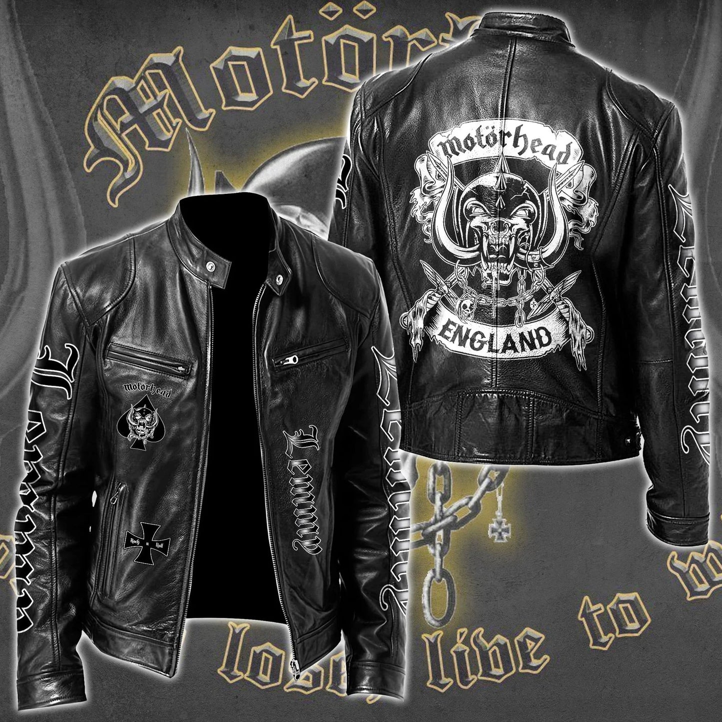 LIMITED EDITION - NEW CUSTOMIZED MOTÖRHEAD MOTORCYCLE LEATHER JACKET