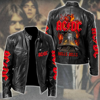 LIMITED EDITION - NEW CUSTOMIZED AC/DC MOTORCYCLE LEATHER JACKET