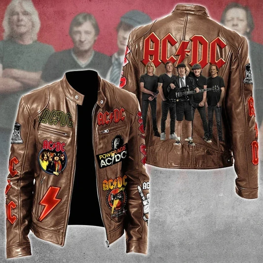 LIMITED EDITION - NEW CUSTOMIZED AC/DC MOTORCYCLE LEATHER JACKET