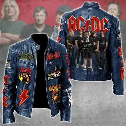 LIMITED EDITION - NEW CUSTOMIZED AC/DC MOTORCYCLE LEATHER JACKET