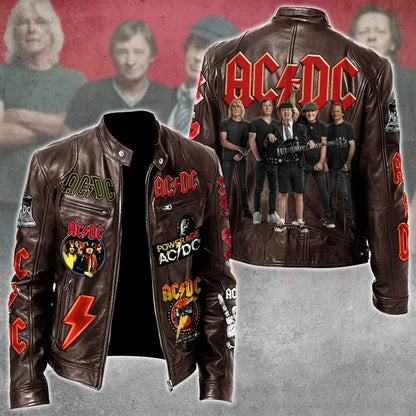 LIMITED EDITION - NEW CUSTOMIZED AC/DC MOTORCYCLE LEATHER JACKET