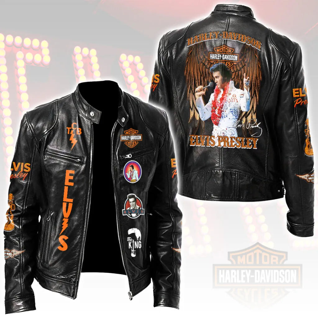 LIMITED EDITION - NEW CUSTOMIZED ELVIS PRESLEY MOTORCYCLE LEATHER JACKET