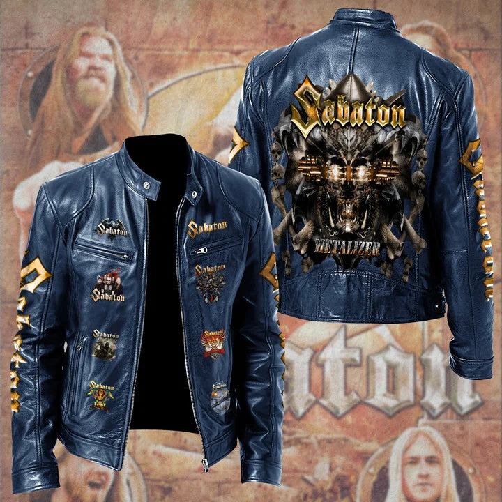 LIMITED EDITION - NEW CUSTOMIZED SABATON MOTORCYCLE LEATHER JACKET