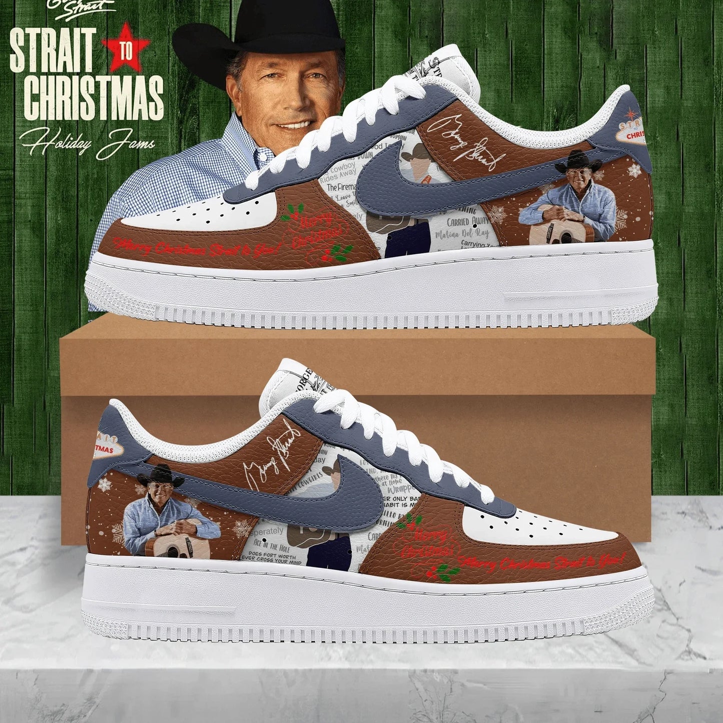 LIMITED EDITION - NEW CUSTOMIZED GEORGE STRAIT AF1 SHOES