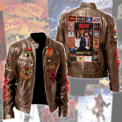 LIMITED EDITION - NEW CUSTOMIZED AC/DC MOTORCYCLE LEATHER JACKET
