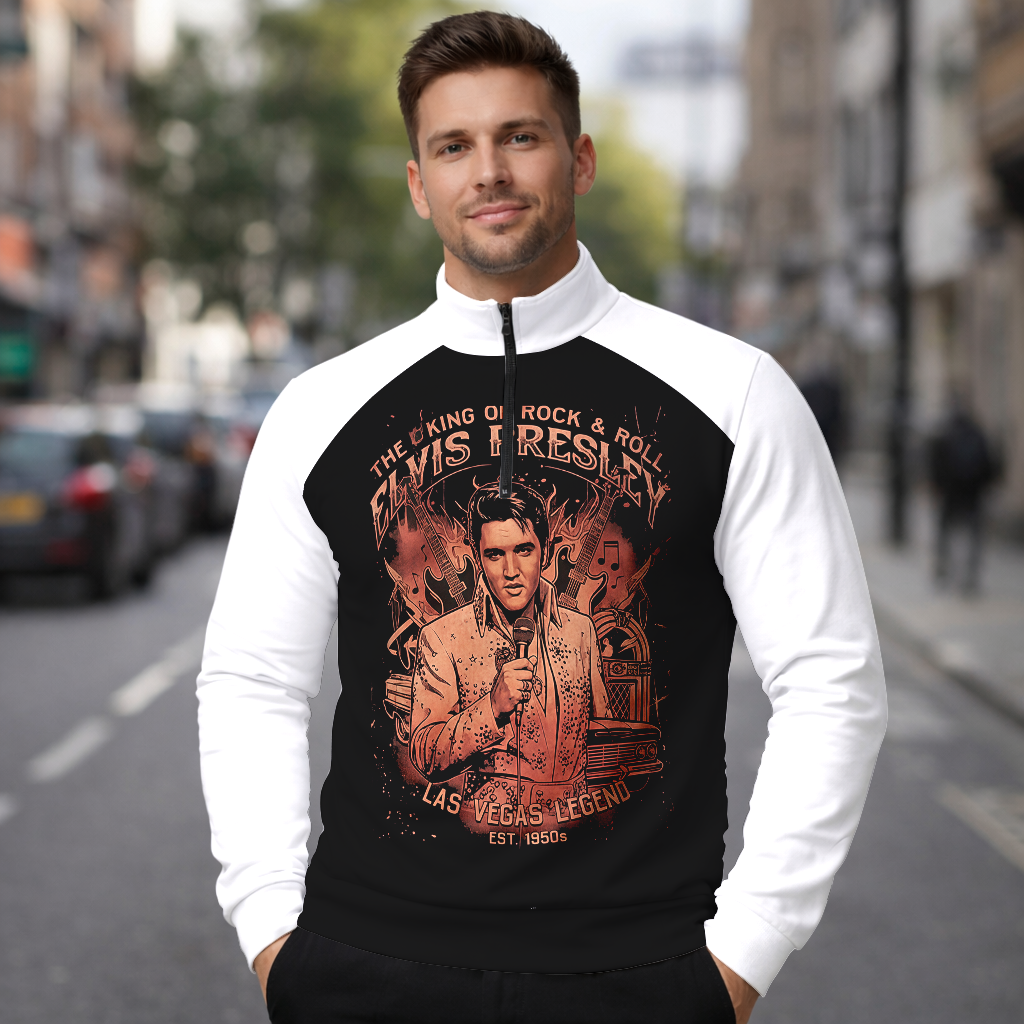 LIMITED EDITION - NEW CUSTOMIZED ELVIS PRESLEY SWEATER QUATER ZIP