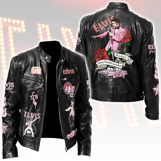 LIMITED EDITION - NEW CUSTOMIZED ELVIS PRESLEY MOTORCYCLE LEATHER JACKET