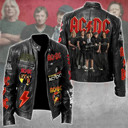 LIMITED EDITION - NEW CUSTOMIZED AC/DC MOTORCYCLE LEATHER JACKET