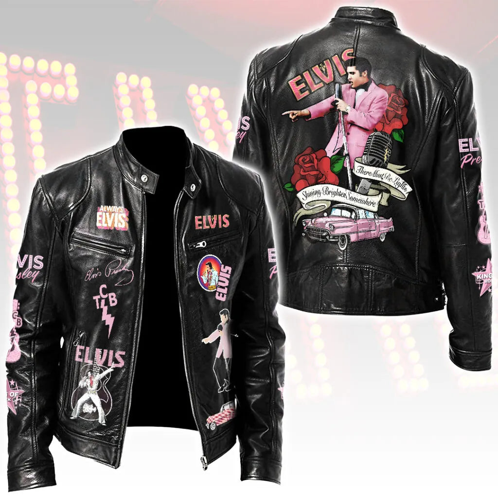 LIMITED EDITION - NEW CUSTOMIZED ELVIS PRESLEY MOTORCYCLE LEATHER JACKET