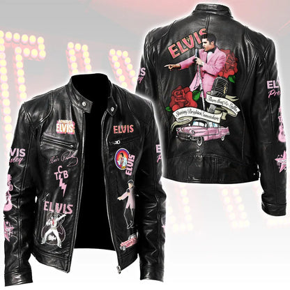 LIMITED EDITION - NEW CUSTOMIZED ELVIS PRESLEY MOTORCYCLE LEATHER JACKET