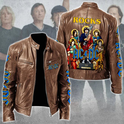 LIMITED EDITION - NEW CUSTOMIZED AC/DC MOTORCYCLE LEATHER JACKET