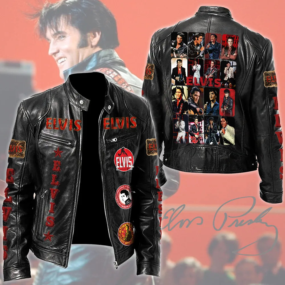 LIMITED EDITION - NEW CUSTOMIZED ELVIS PRESLEY MOTORCYCLE LEATHER JACKET