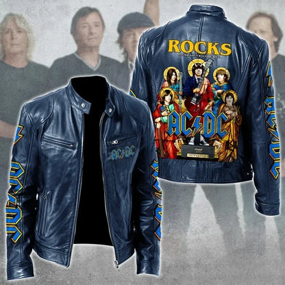 LIMITED EDITION - NEW CUSTOMIZED AC/DC MOTORCYCLE LEATHER JACKET