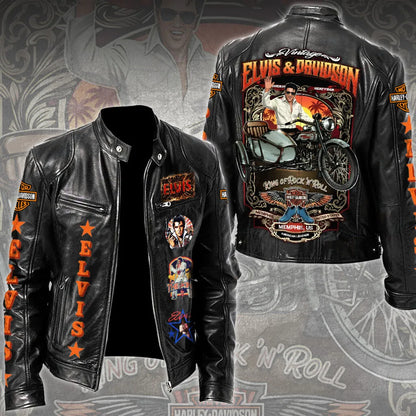 LIMITED EDITION - NEW CUSTOMIZED ELVIS PRESLEY MOTORCYCLE LEATHER JACKET