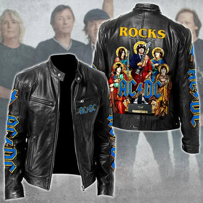 LIMITED EDITION - NEW CUSTOMIZED AC/DC MOTORCYCLE LEATHER JACKET