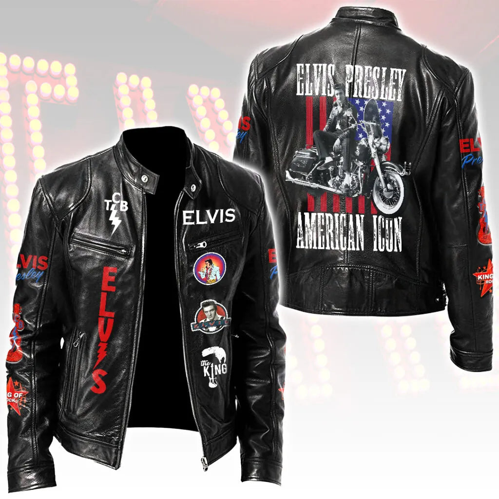 LIMITED EDITION - NEW CUSTOMIZED ELVIS PRESLEY MOTORCYCLE LEATHER JACKET