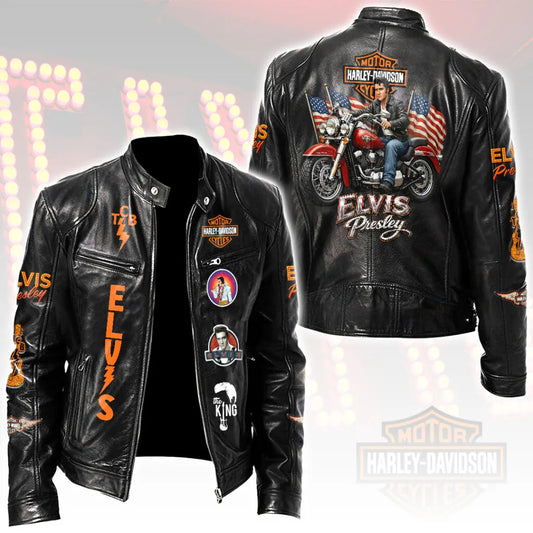 LIMITED EDITION - NEW CUSTOMIZED ELVIS PRESLEY MOTORCYCLE LEATHER JACKET