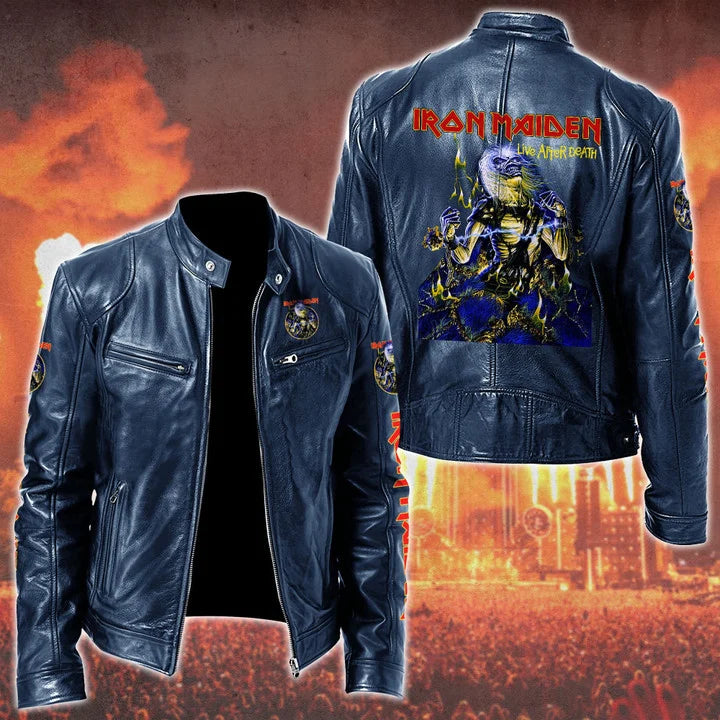 LIMITED EDITION - NEW CUSTOMIZED IRON MAIDEN MOTORCYCLE LEATHER JACKET