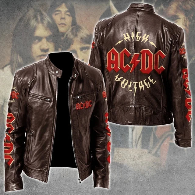 LIMITED EDITION - NEW CUSTOMIZED AC/DC MOTORCYCLE LEATHER JACKET