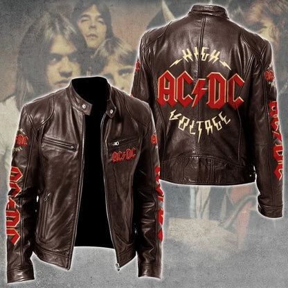 LIMITED EDITION - NEW CUSTOMIZED AC/DC MOTORCYCLE LEATHER JACKET
