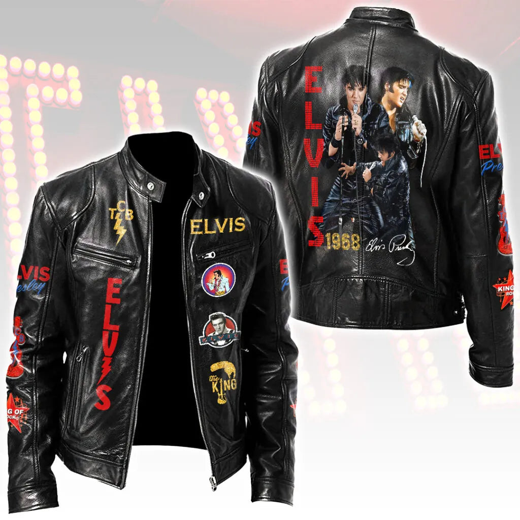 LIMITED EDITION - NEW CUSTOMIZED ELVIS PRESLEY MOTORCYCLE LEATHER JACKET