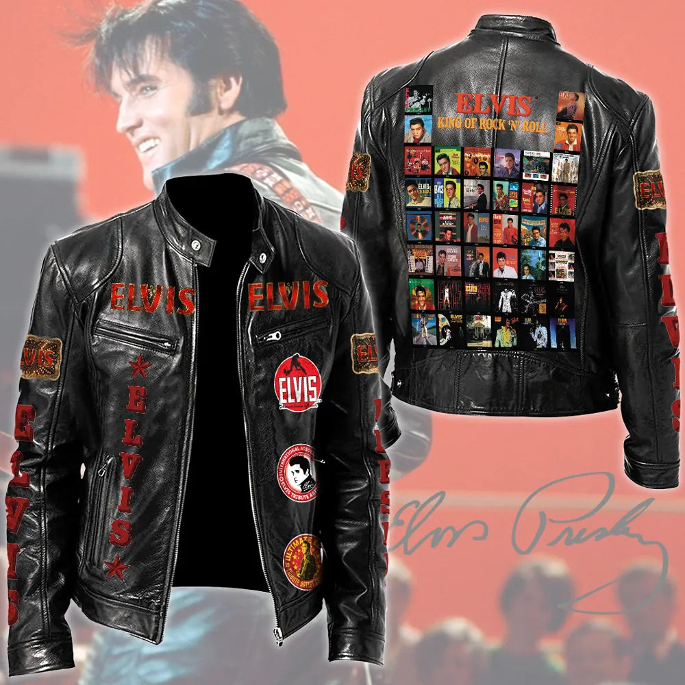 LIMITED EDITION - NEW CUSTOMIZED ELVIS PRESLEY MOTORCYCLE LEATHER JACKET