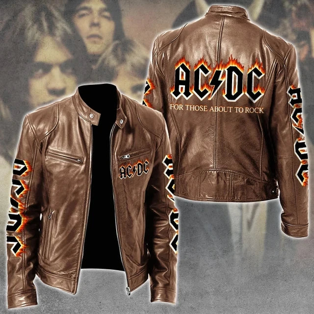 LIMITED EDITION - NEW CUSTOMIZED AC/DC MOTORCYCLE LEATHER JACKET