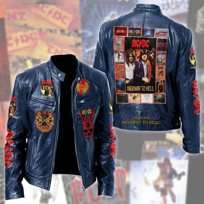 LIMITED EDITION - NEW CUSTOMIZED AC/DC MOTORCYCLE LEATHER JACKET