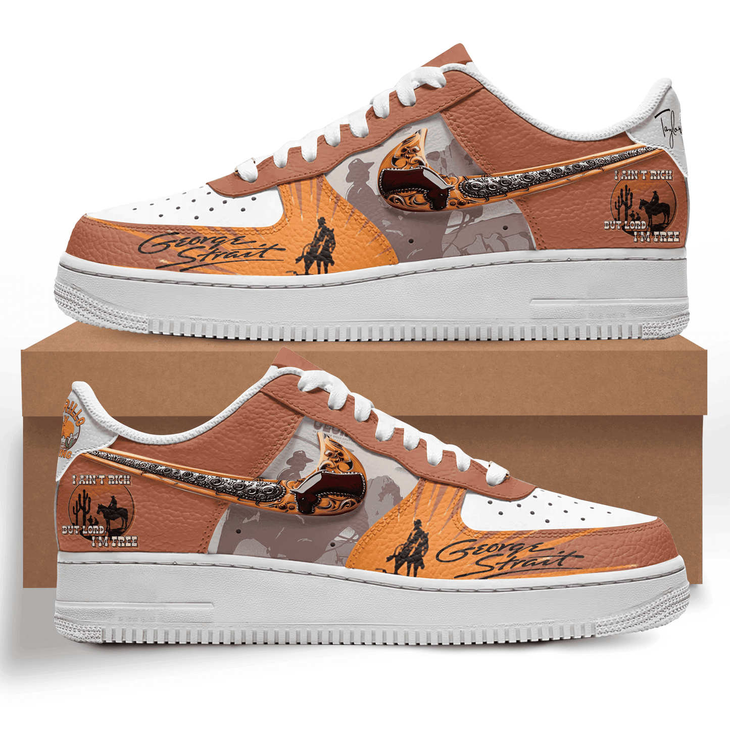LIMITED EDITION - NEW CUSTOMIZED GEORGE STRAIT AF1 SHOES