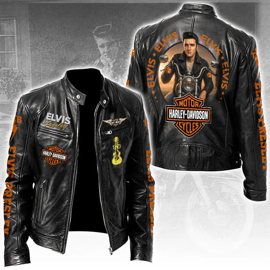LIMITED EDITION - NEW CUSTOMIZED ELVIS PRESLEY MOTORCYCLE LEATHER JACKET
