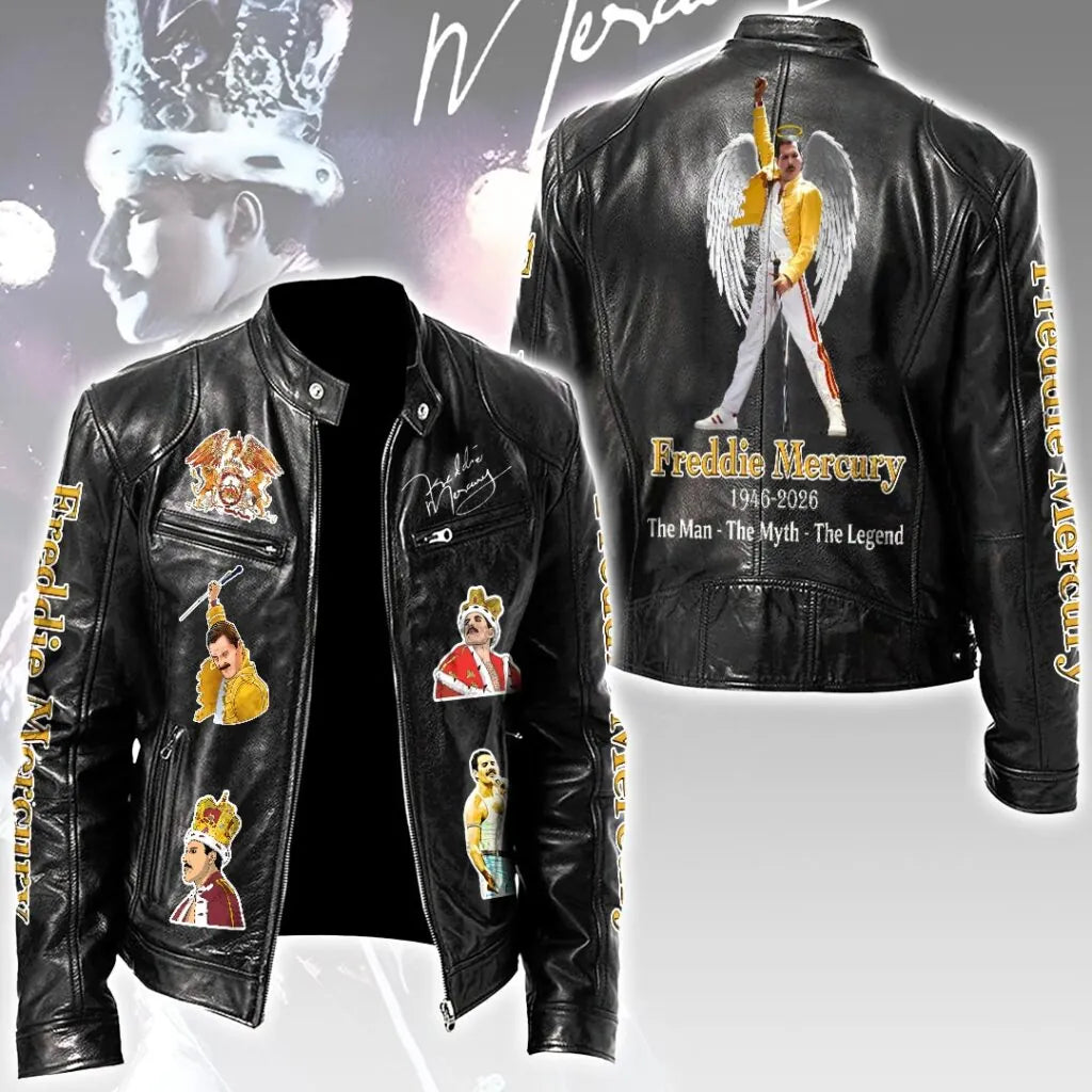 LIMITED EDITION - NEW CUSTOMIZED FREDDIE MERCURY MOTORCYCLE LEATHER JACKET