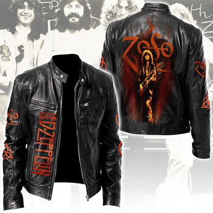 LIMITED EDITION - NEW CUSTOMIZED LED ZEPPELIN MOTORCYCLE LEATHER JACKET