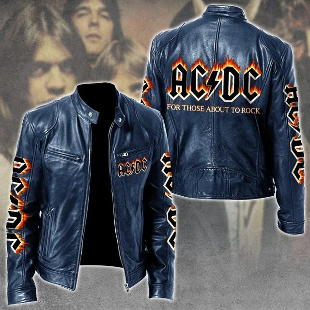 LIMITED EDITION - NEW CUSTOMIZED AC/DC MOTORCYCLE LEATHER JACKET