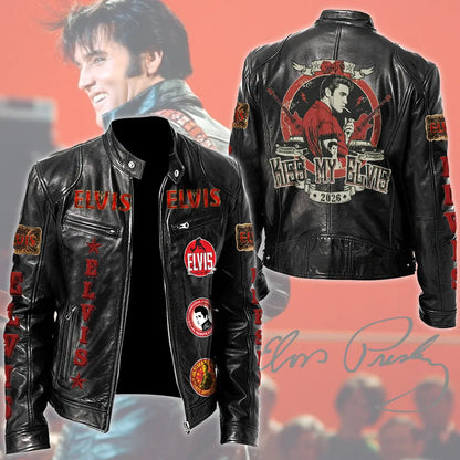 LIMITED EDITION - NEW CUSTOMIZED ELVIS PRESLEY MOTORCYCLE LEATHER JACKET