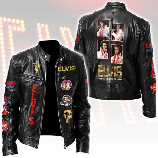 LIMITED EDITION - NEW CUSTOMIZED ELVIS PRESLEY MOTORCYCLE LEATHER JACKET