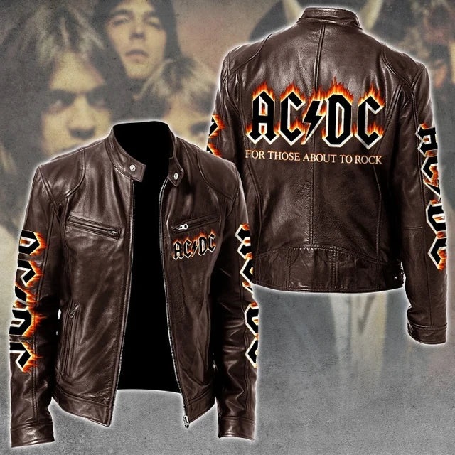 LIMITED EDITION - NEW CUSTOMIZED AC/DC MOTORCYCLE LEATHER JACKET