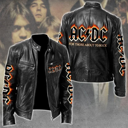 LIMITED EDITION - NEW CUSTOMIZED AC/DC MOTORCYCLE LEATHER JACKET