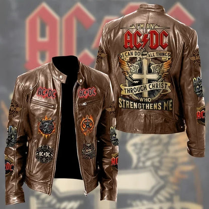 LIMITED EDITION - NEW CUSTOMIZED AC/DC MOTORCYCLE LEATHER JACKET
