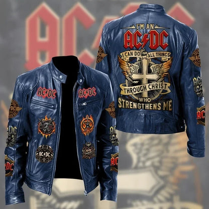 LIMITED EDITION - NEW CUSTOMIZED AC/DC MOTORCYCLE LEATHER JACKET