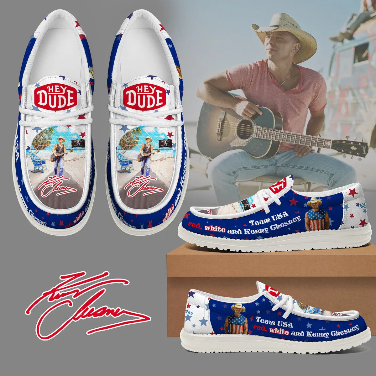 LIMITED EDITION - NEW CUSTOMIZED KENNY CHESNEY LOAFER SHOES