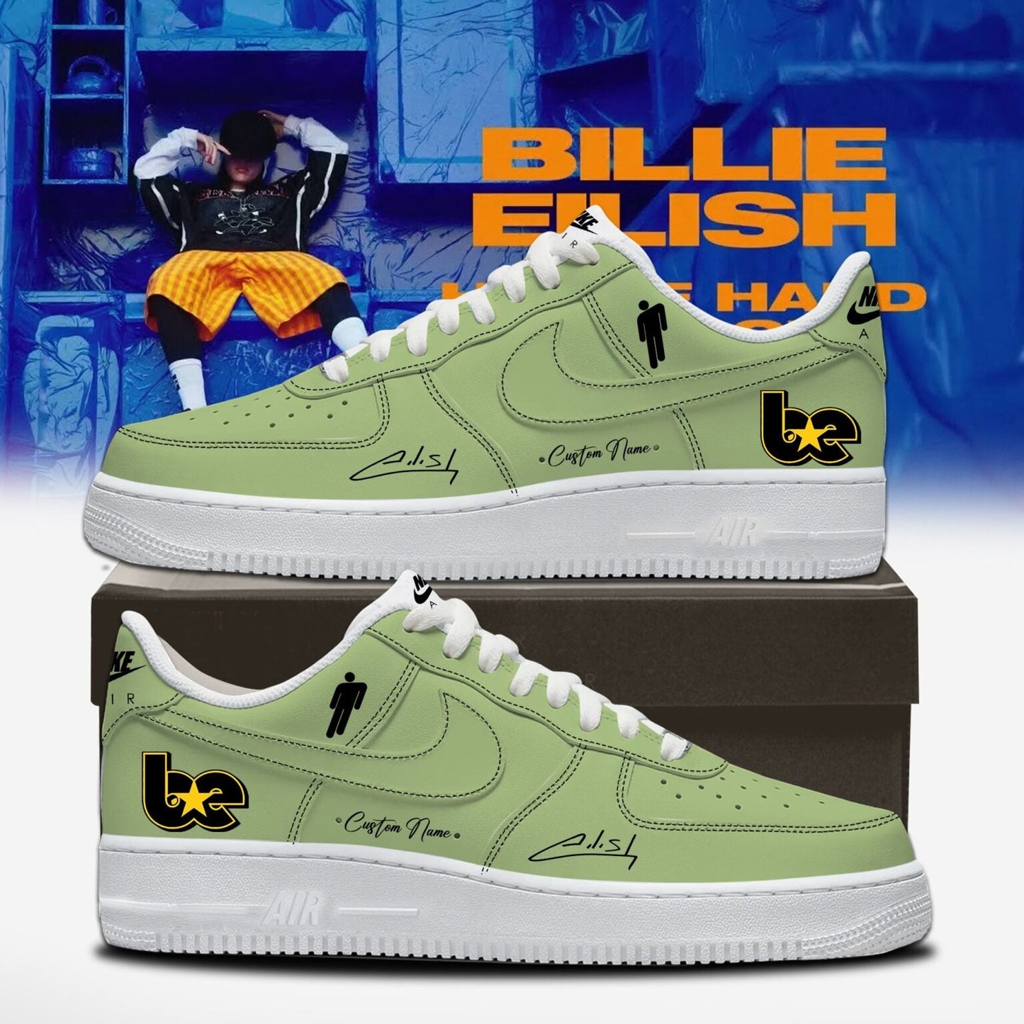 LIMITED EDITION - NEW CUSTOMIZED BILLIE EILISH AF1 SHOES