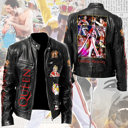 LIMITED EDITION - NEW CUSTOMIZED FREDDIE MERCURY MOTORCYCLE LEATHER JACKET