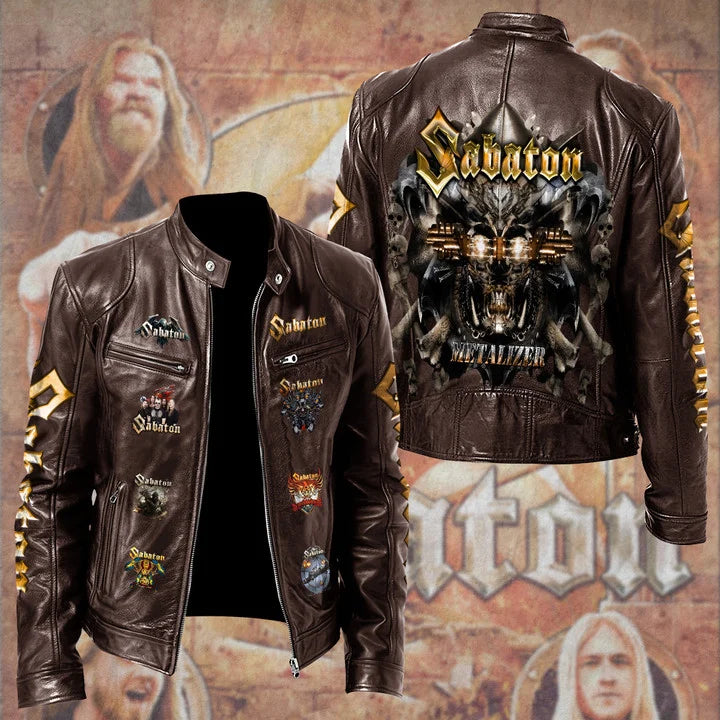 LIMITED EDITION - NEW CUSTOMIZED SABATON MOTORCYCLE LEATHER JACKET
