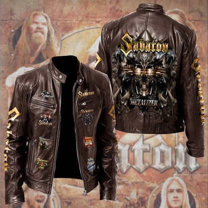 LIMITED EDITION - NEW CUSTOMIZED SABATON MOTORCYCLE LEATHER JACKET