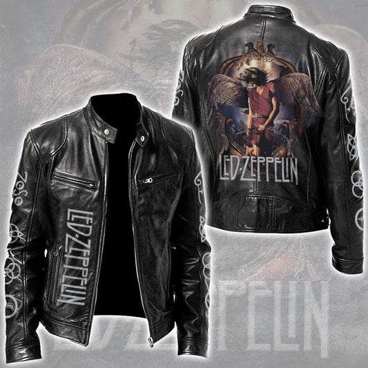 LIMITED EDITION - NEW CUSTOMIZED LED ZEPPELIN MOTORCYCLE LEATHER JACKET