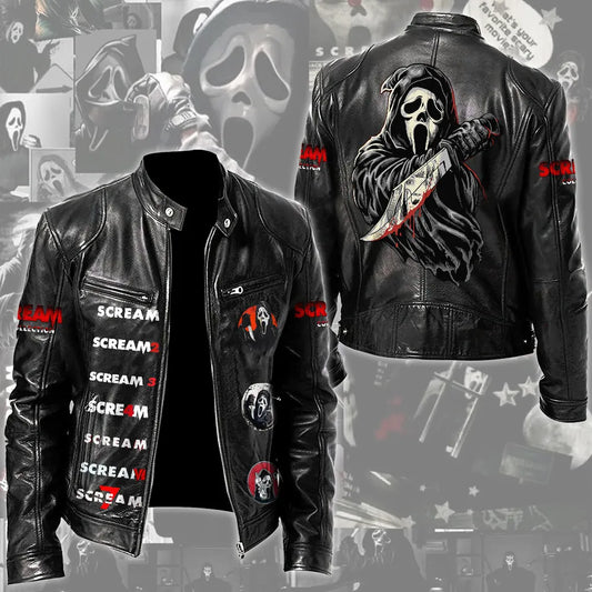 LIMITED EDITION - NEW CUSTOMIZED SCRE MOTORCYCLE LEATHER JACKET
