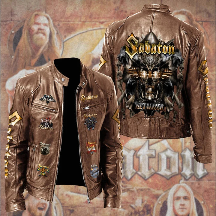 LIMITED EDITION - NEW CUSTOMIZED SABATON MOTORCYCLE LEATHER JACKET